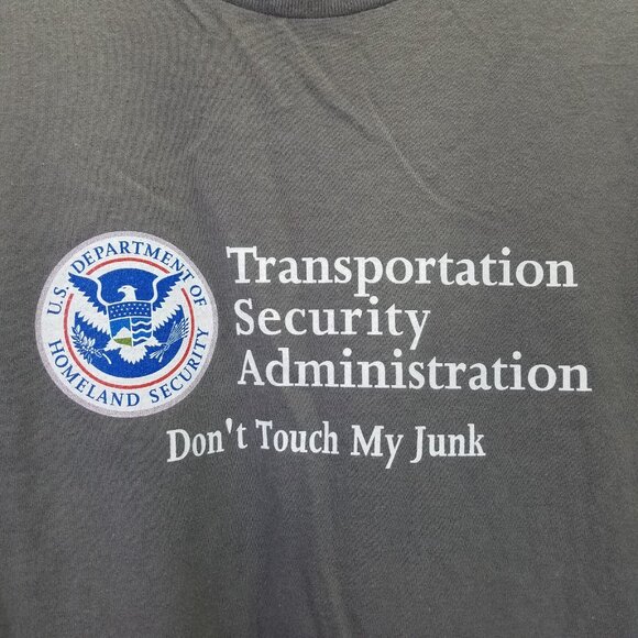 TSA T-shirt Mens L "Don't Touch My Junk" Unisex Jersey Short Sleeve Tee Grey USA - Picture 2 of 9